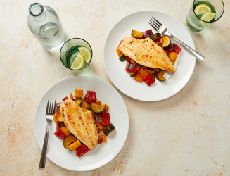 Have you tried... Plaice and roasted vegetables with harissa?