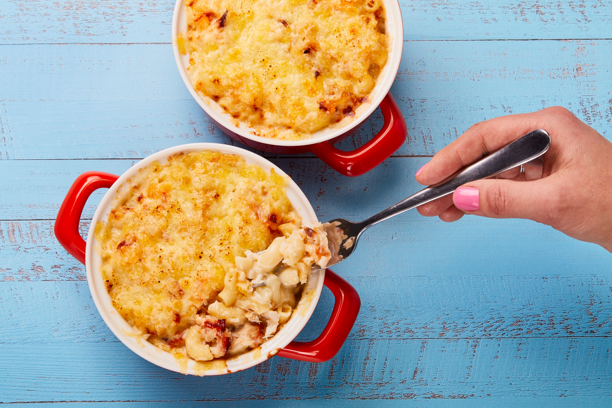 A photograph of Crab mac and cheese